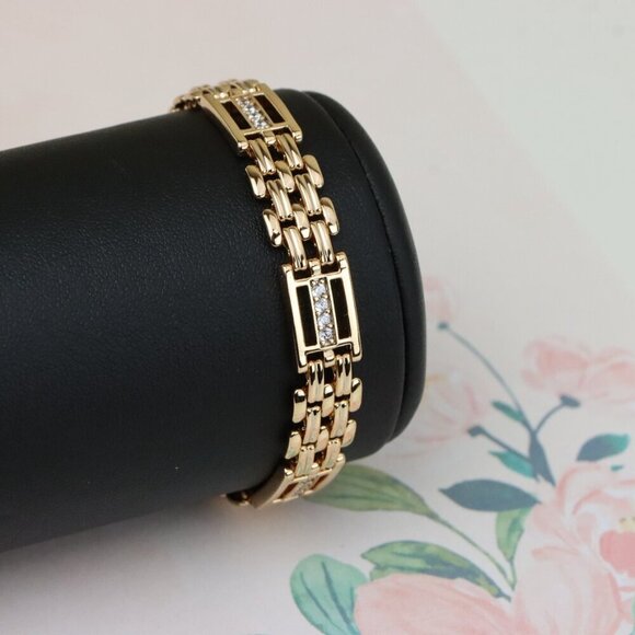 "Elegant Rose Gold Plated Bracelet with Sparkling Crystal Accents, XPBL0912 - Picture 8 of 12